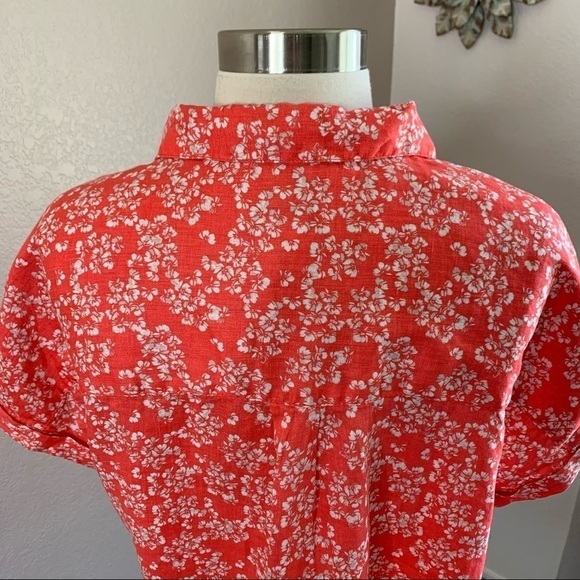 Rachel Zoe Floral Print Linen Button Blouse sz L - Picture 9 of 10